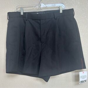 NWT ASOS Design Men’s Black Dress Shorts W36 Formal Chino Flat Front Smart
